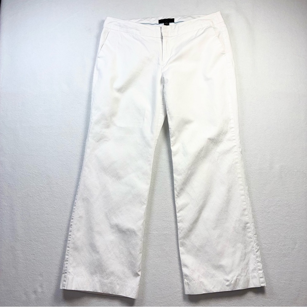 Banana Republic Women’s Linen Blend Slight Flare Leg White Pants 12 Petite